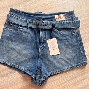 Sincerely Jules Blue Jean Shorts with Belt